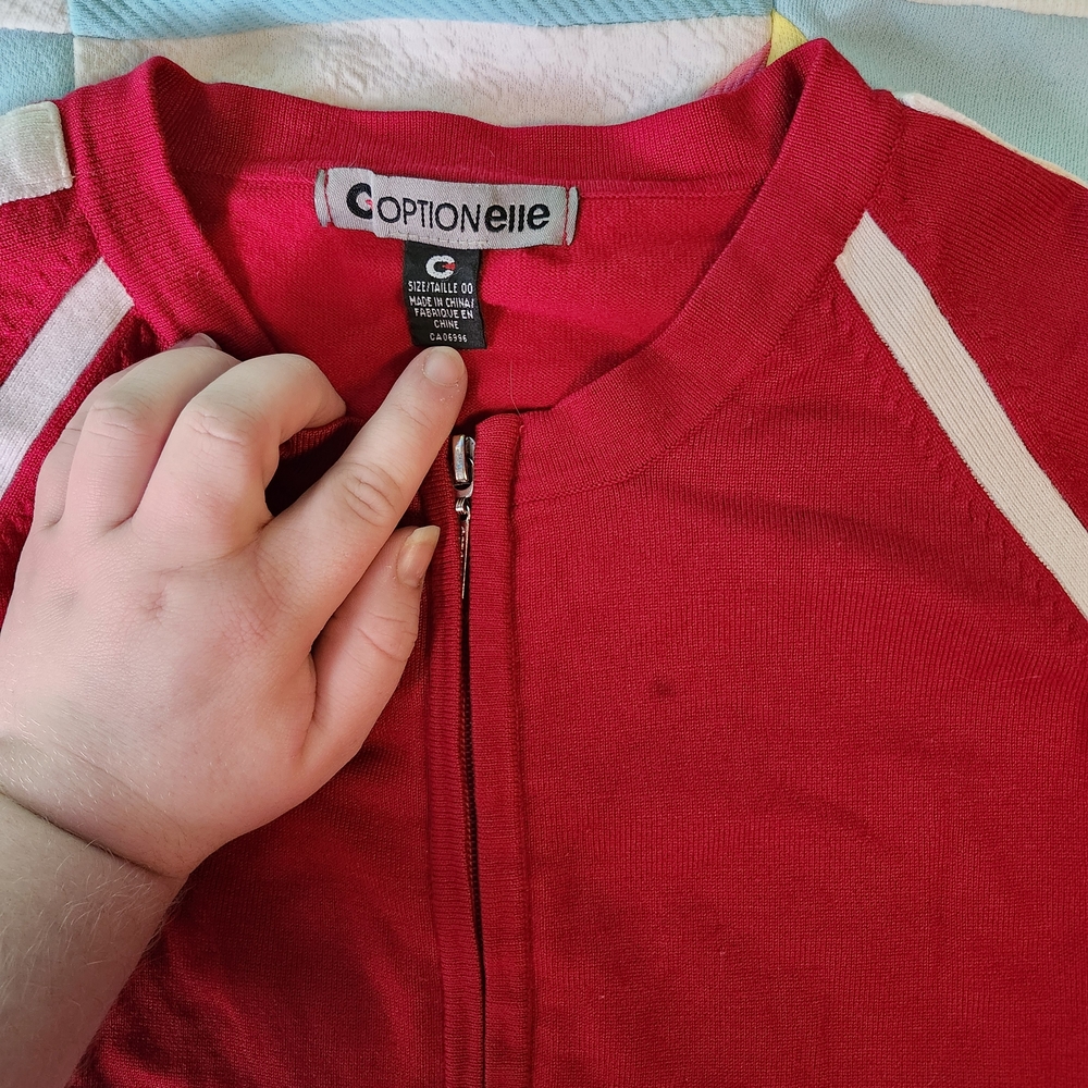 Red and White Women's Jacket - Picture 3 of 5